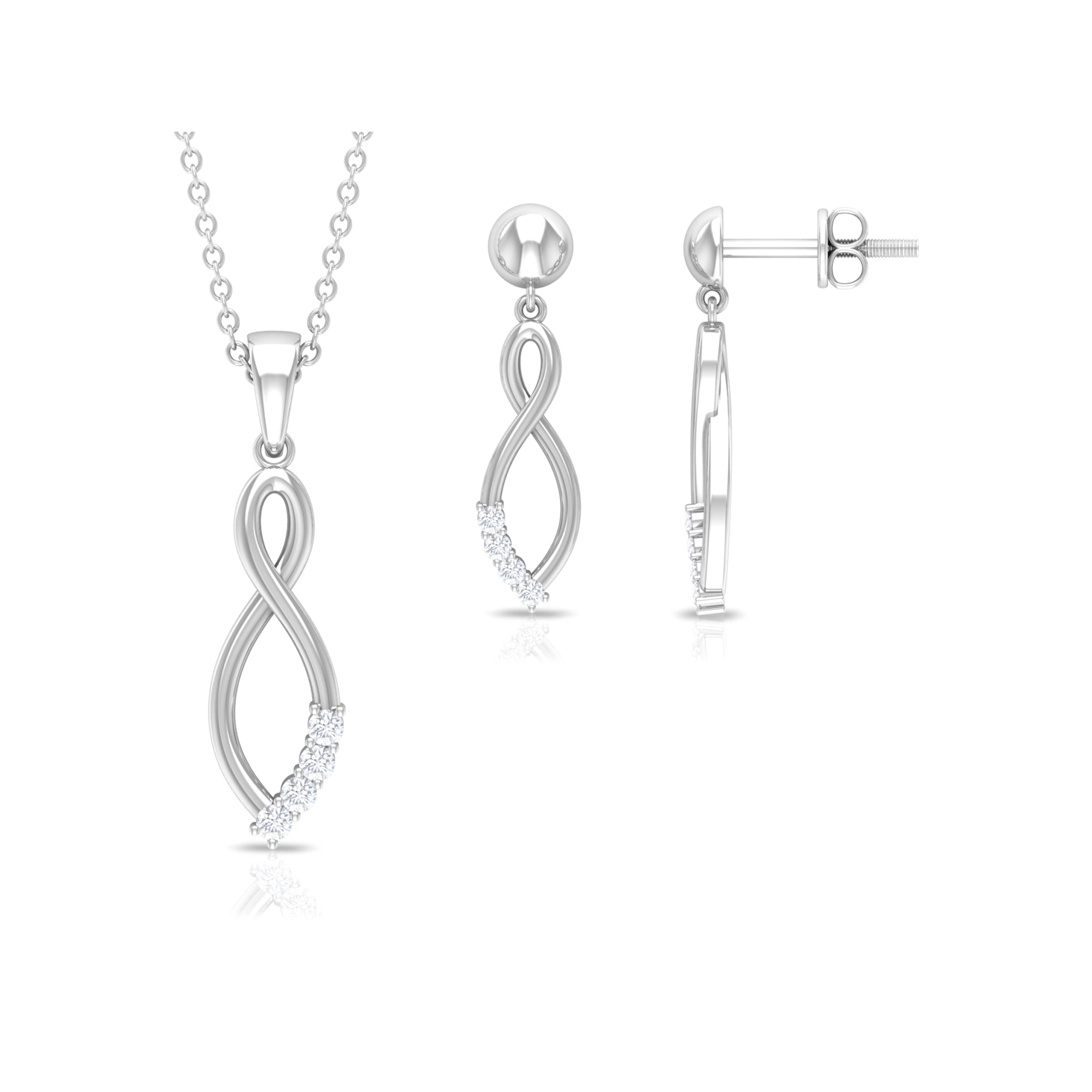Diamond Infinity Jewelry Set for Women Lab - ( EF-VS ) - Rosec Jewels