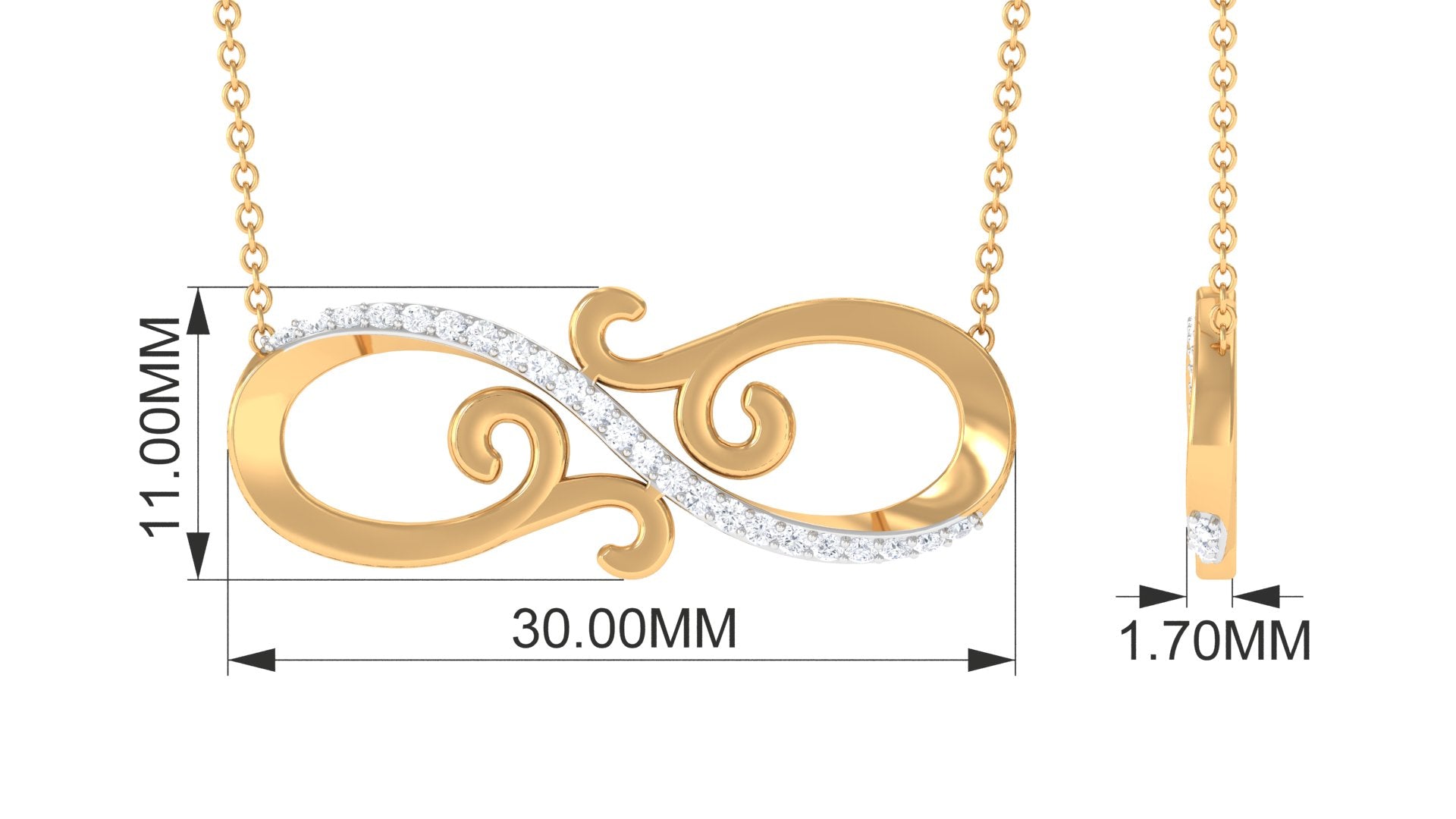 Rosec Jewels-0.25 CT Diamond Minimal Infinity Necklace in Prong Setting