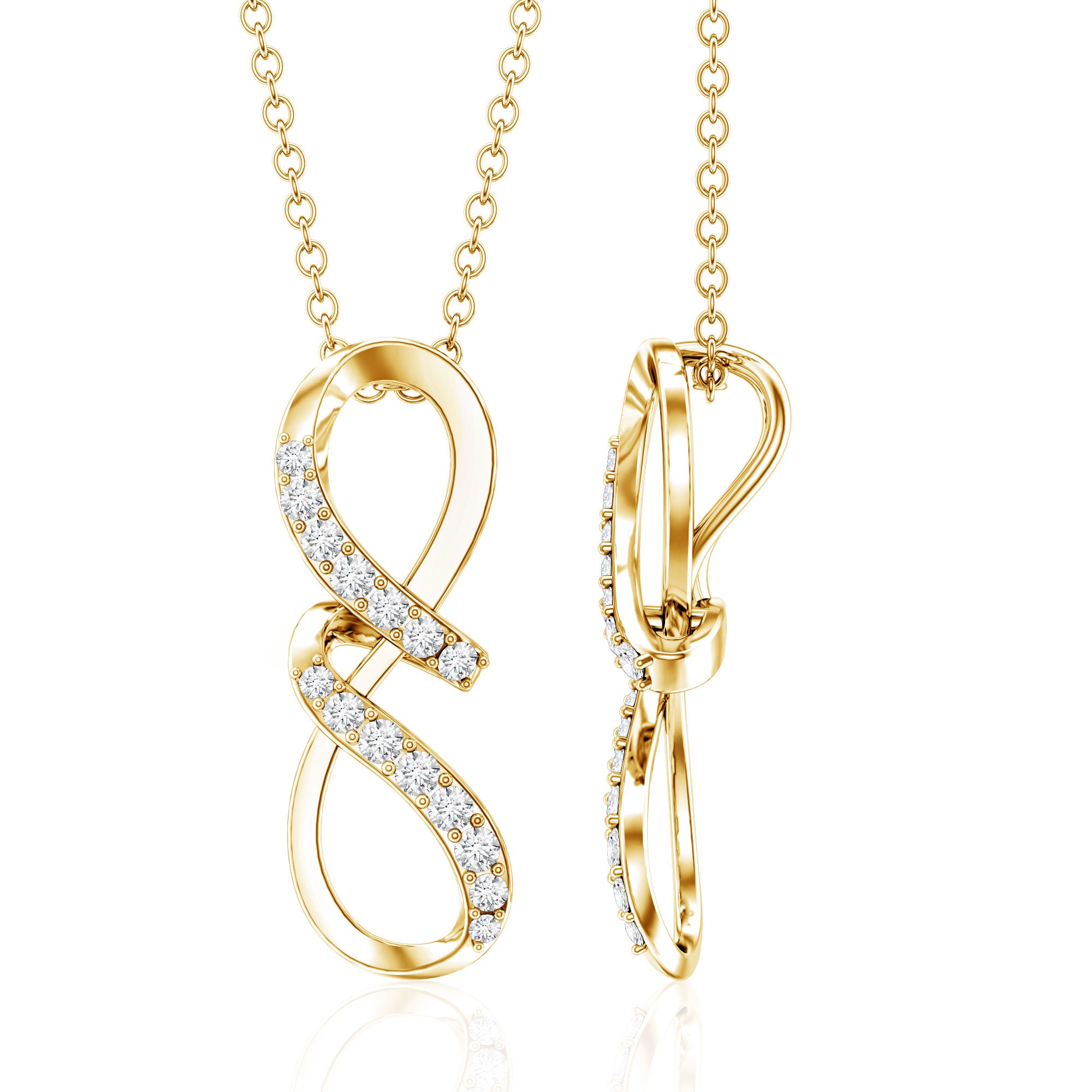 Certified Diamond Twisted Infinity Necklace Lab - ( EF-VS ) - Rosec Jewels