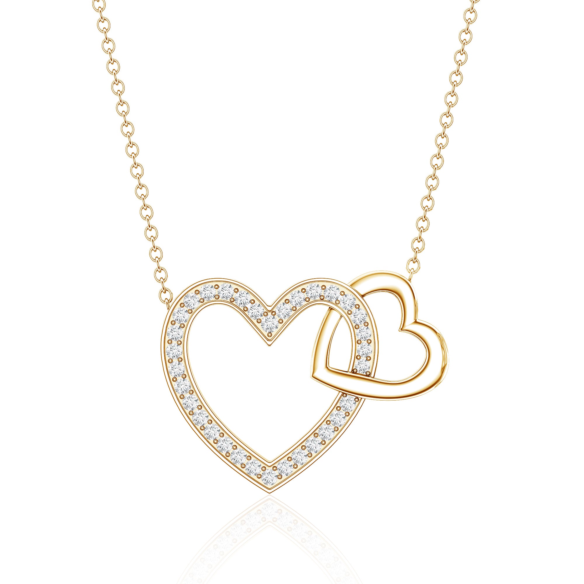 Diamond 2 Heart Promise Necklace Lab - ( EF-VS ) - Rosec Jewels