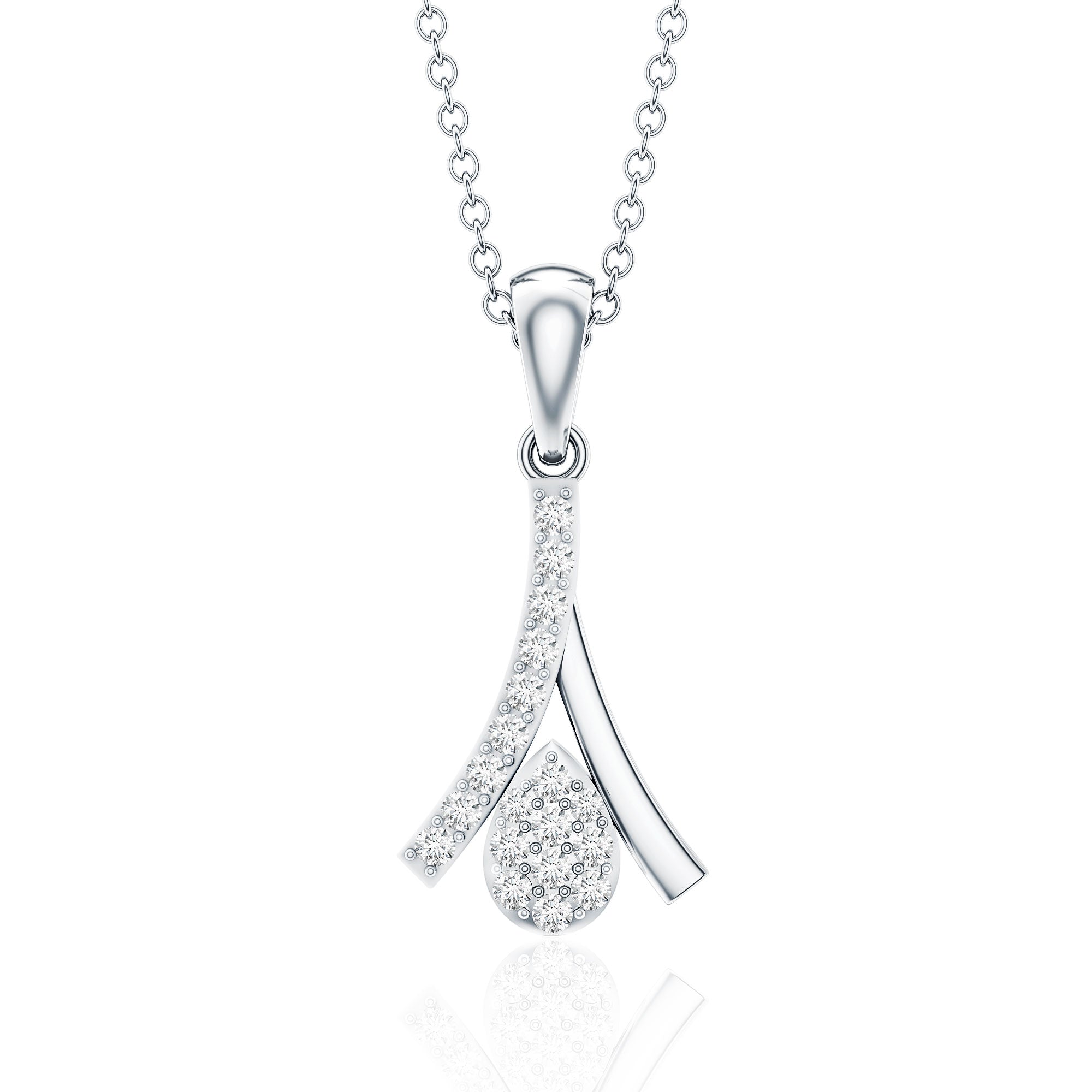 Certified Round Cut Diamond Cluster Necklace Lab - ( EF-VS ) - Rosec Jewels