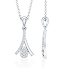 Certified Round Cut Diamond Cluster Necklace Lab - ( EF-VS ) - Rosec Jewels