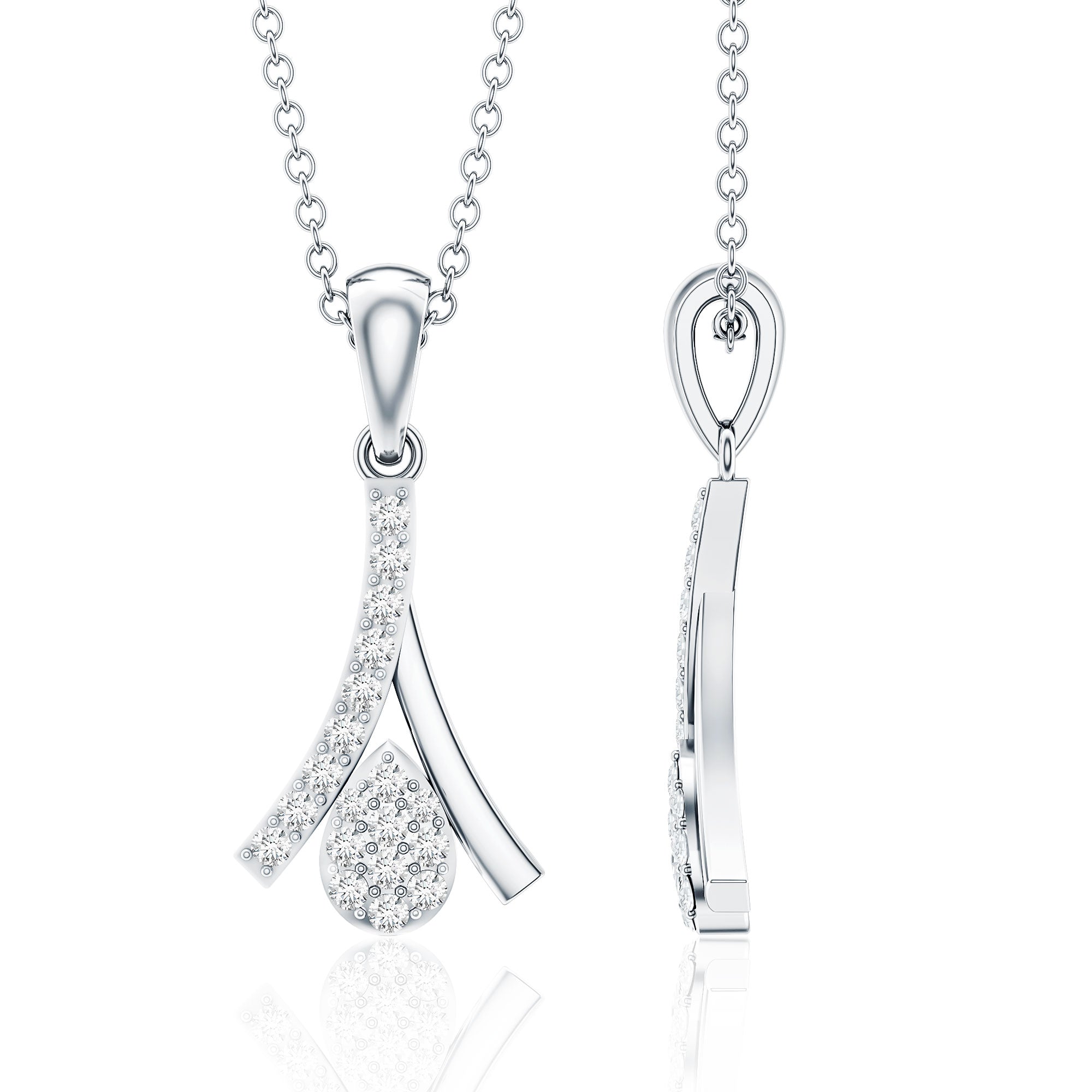 Certified Round Cut Diamond Cluster Necklace Lab - ( EF-VS ) - Rosec Jewels