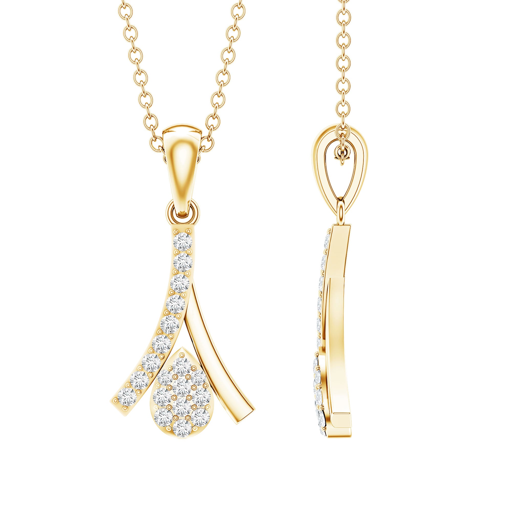 Certified Round Cut Diamond Cluster Necklace Lab - ( EF-VS ) - Rosec Jewels