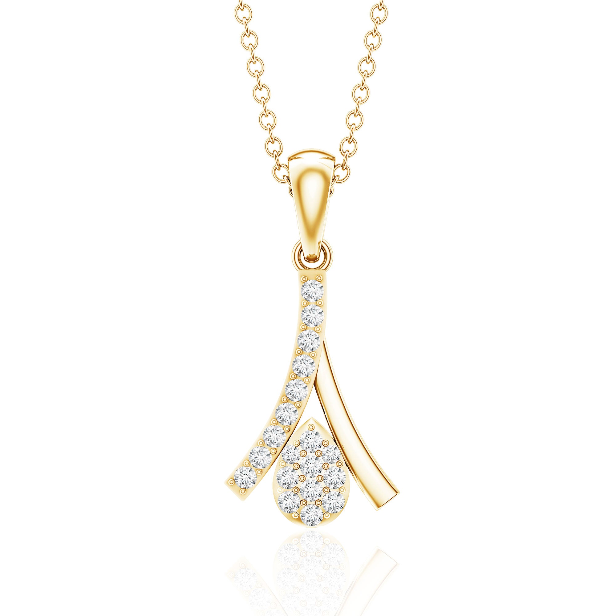 Certified Round Cut Diamond Cluster Necklace Lab - ( EF-VS ) - Rosec Jewels