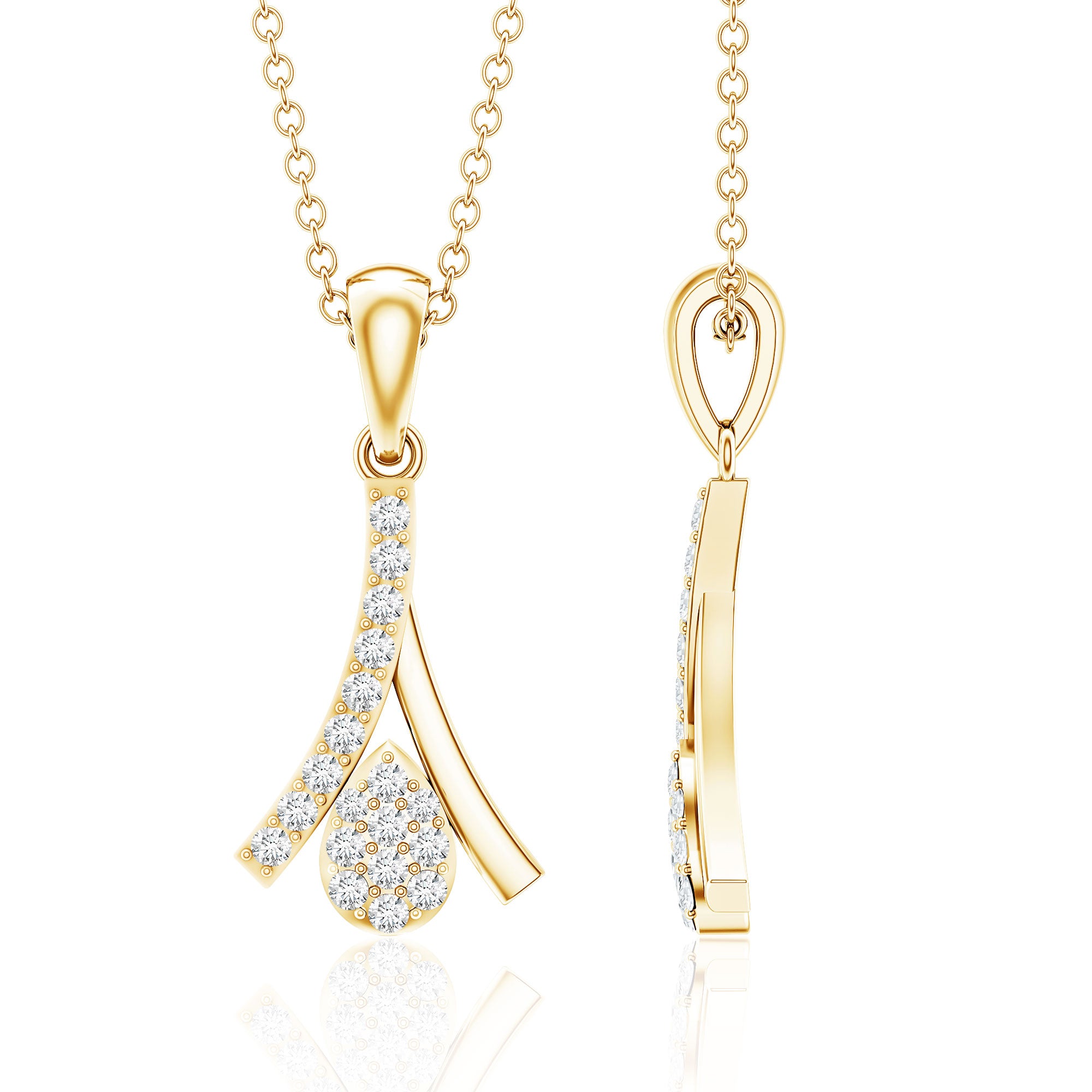Certified Round Cut Diamond Cluster Necklace Lab - ( EF-VS ) - Rosec Jewels