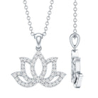 Diamond Lotus Flower Necklace in Pave Setting Lab - ( EF-VS ) - Rosec Jewels