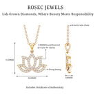 Diamond Lotus Flower Necklace in Pave Setting Lab - ( EF-VS ) - Rosec Jewels