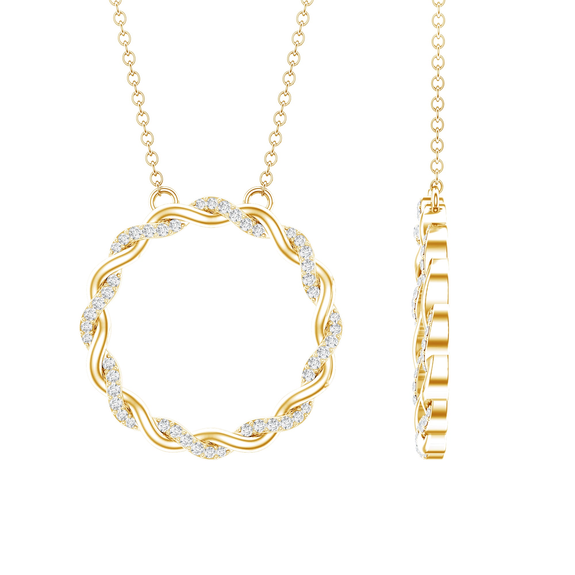 Diamond Twisted Eternity Necklace in Pave Setting Lab - ( EF-VS ) - Rosec Jewels