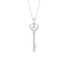 Rosec Jewels-Vintage Key Charm Pendant Necklace with Diamonds