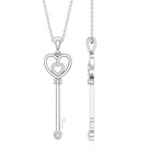 Vintage Style Diamond Key Necklace For Women Lab - ( EF-VS ) - Rosec Jewels