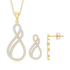Diamond Infinity Necklace Earrings Set For Women Lab - ( EF-VS ) - Rosec Jewels