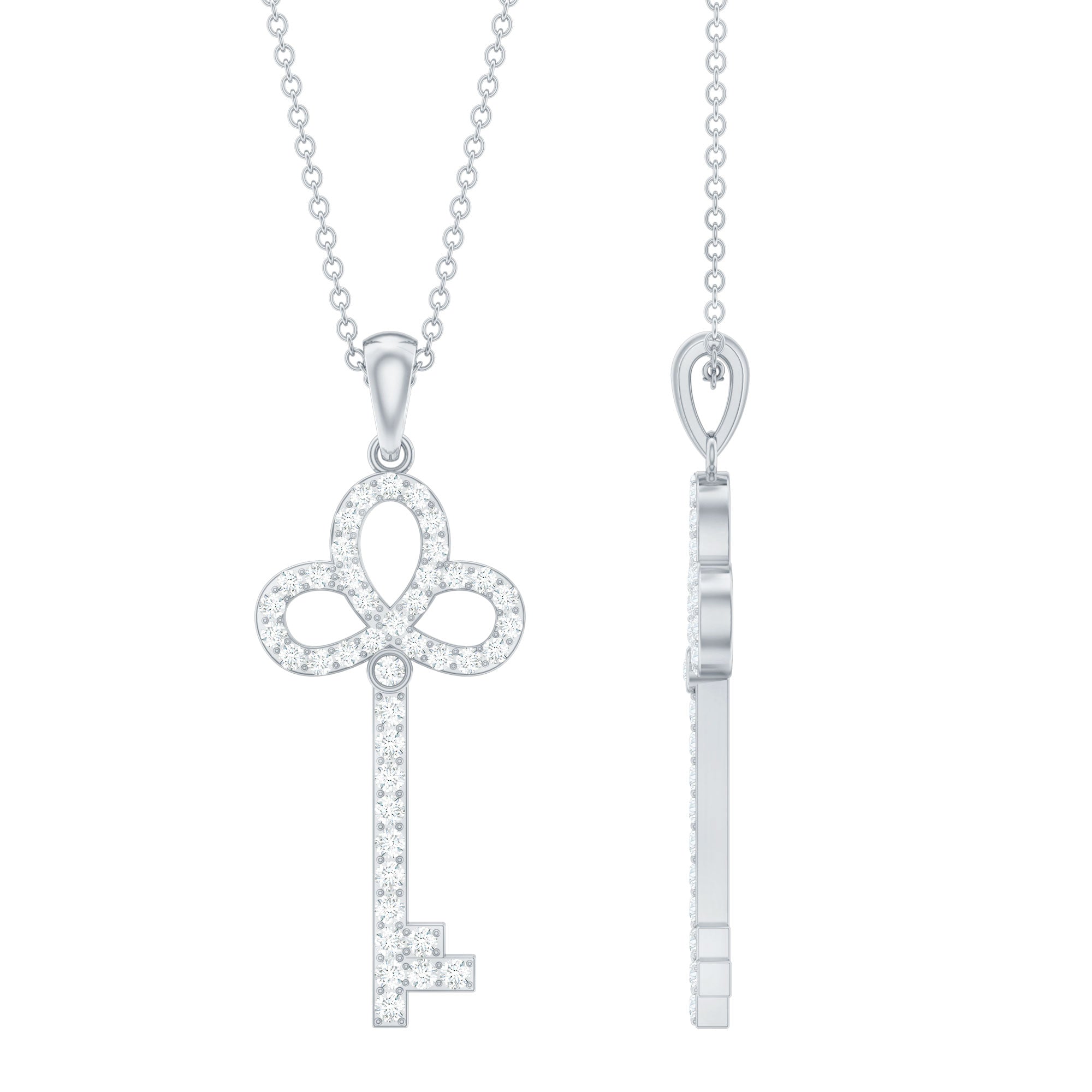 Moissanite Key Statement Pendant Necklace