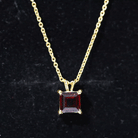 Solitaire 1.4 Carat Garnet Princess Cut Pendant Necklace with Chain AAA 92.5 Sterling Silver - Rosec Jewels