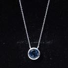 8 MM Solitaire London Blue Topaz Necklace in Bezel Setting London Blue Topaz - ( AAA ) - Quality - Rosec Jewels