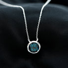 8 MM Solitaire London Blue Topaz Silver Necklace in Bezel Setting - Rosec Jewels