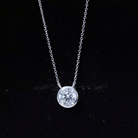 Bezel Set 1.36 Carat Round Moissanite Necklace in Silver D-VS1 92.5 Sterling Silver - Rosec Jewels