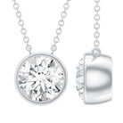 Bezel Set 1.36 Carat Round Moissanite Necklace in Silver D-VS1 92.5 Sterling Silver - Rosec Jewels
