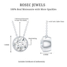 Bezel Set 1.36 Carat Round Moissanite Necklace in Silver D-VS1 92.5 Sterling Silver - Rosec Jewels