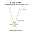 Bezel Set Moissanite Solitaire Necklace Moissanite - ( D-VS1 ) - Color and Clarity - Rosec Jewels