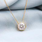Bezel Set Moissanite Solitaire Necklace Moissanite - ( D-VS1 ) - Color and Clarity - Rosec Jewels