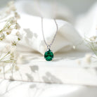 Pear Cut Lab Grown Emerald Solitaire Pendant Necklace With Chain AAAA - Rosec Jewels