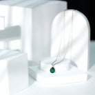 Pear Cut Lab Grown Emerald Solitaire Pendant Necklace With Chain AAAA - Rosec Jewels