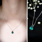 Pear Cut Lab Grown Emerald Solitaire Pendant Necklace With Chain AAAA - Rosec Jewels