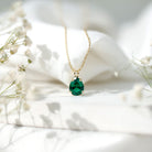 Pear Cut Lab Grown Emerald Solitaire Pendant Necklace With Chain AAAA - Rosec Jewels