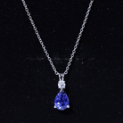Certified 1.6 Carat Lab Grown Blue Sapphire Teardrop Necklace with Silver Chain AAAA 92.5 Sterling Silver - Rosec Jewels