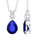 Certified 1.6 Carat Lab Grown Blue Sapphire Teardrop Necklace with Silver Chain AAAA 92.5 Sterling Silver - Rosec Jewels