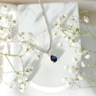 Certified 1.6 Carat Lab Grown Blue Sapphire Teardrop Necklace with Silver Chain AAAA 92.5 Sterling Silver - Rosec Jewels
