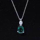 Certified Lab Grown Emerald Teardrop Necklace with Silver Chain AAAA 92.5 Sterling Silver - Rosec Jewels