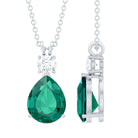 Rosec Jewels-Certified Lab Grown Emerald Teardrop Necklace with Silver Chain