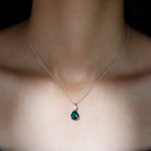 Certified Lab Grown Emerald Teardrop Necklace with Silver Chain AAAA 92.5 Sterling Silver - Rosec Jewels
