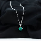 Certified Lab Created Emerald Heart Solitaire Necklace With Chain AAAA - Rosec Jewels