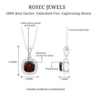 Natural 3 Carat Garnet Halo Necklace with Silver Chain AAA 92.5 Sterling Silver - Rosec Jewels