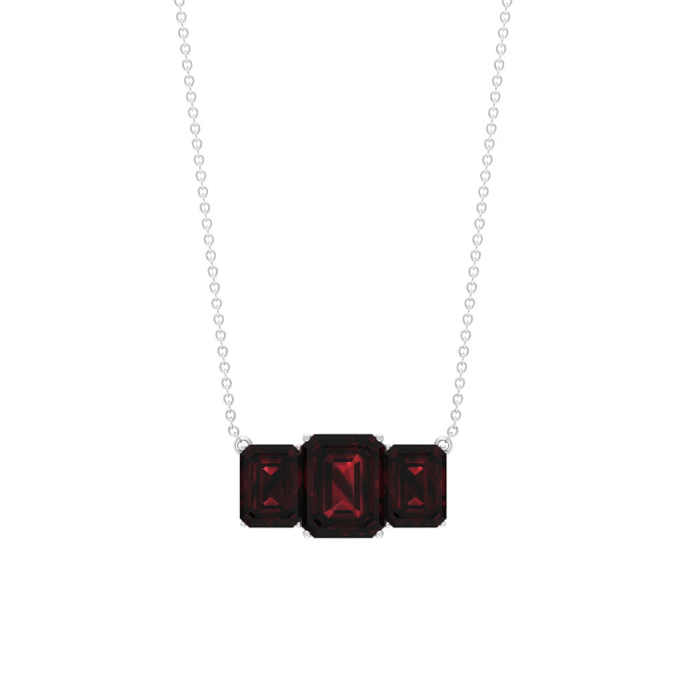 Emerald Cut Garnet Necklace