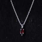 Real 0.75 Carat Garnet Marquise Necklace with Chain AAA 92.5 Sterling Silver - Rosec Jewels
