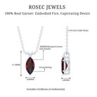 Real 0.75 Carat Garnet Marquise Necklace with Chain AAA 92.5 Sterling Silver - Rosec Jewels