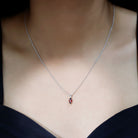 Real 0.75 Carat Garnet Marquise Necklace with Chain AAA 92.5 Sterling Silver - Rosec Jewels