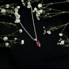 Real 0.75 Carat Garnet Marquise Necklace with Chain AAA 92.5 Sterling Silver - Rosec Jewels
