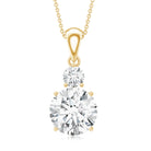 Brilliant Cut Moissanite Two Stone Necklace With Chain D-VS1 - Rosec Jewels
