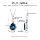 1.75 Carat London Blue Topaz Teardrop Necklace with Moissanite Halo AAA 92.5 Sterling Silver - Rosec Jewels