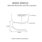 Certified Moissanite Gemini Constellation Necklace Moissanite - ( D-VS1 ) - Color and Clarity - Rosec Jewels