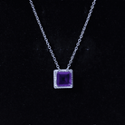 Princess Cut 1.5 Carat Amethyst Solitaire Necklace in Sterling Silver AAA 92.5 Sterling Silver - Rosec Jewels