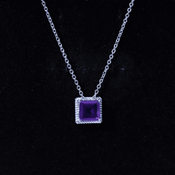 Princess Cut 1.5 Carat Amethyst Solitaire Necklace in Sterling Silver AAA 92.5 Sterling Silver - Rosec Jewels