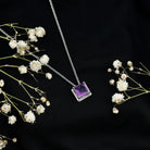 Princess Cut 1.5 Carat Amethyst Solitaire Necklace in Sterling Silver AAA 92.5 Sterling Silver - Rosec Jewels