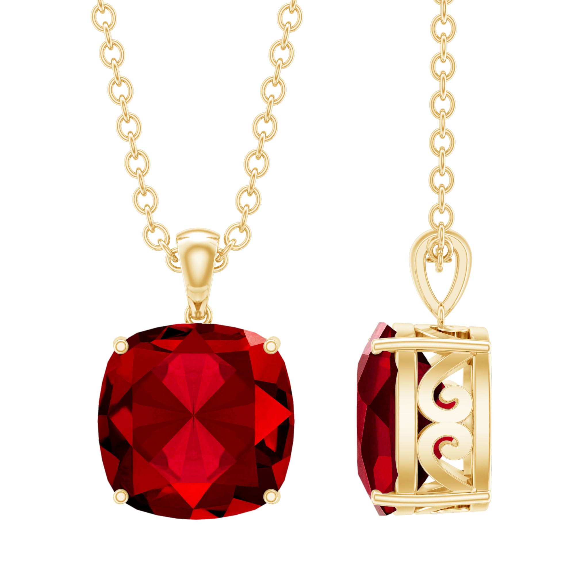2 Carat Lab Created Ruby Solitaire Necklace With Chain – Rosec Jewels
