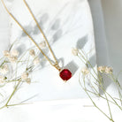 2 Carat Lab Created Ruby Solitaire Necklace With Chain AAAA - Rosec Jewels